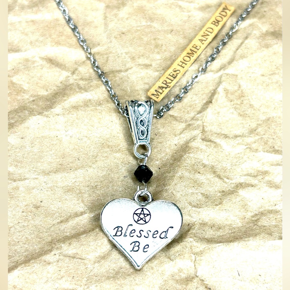 Blessed Be Heart Pentagram Necklace Double sided